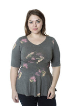 Grey Floral Peplum Top