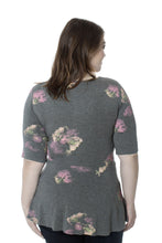 Grey Floral Peplum Top