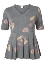 Grey Floral Peplum Top